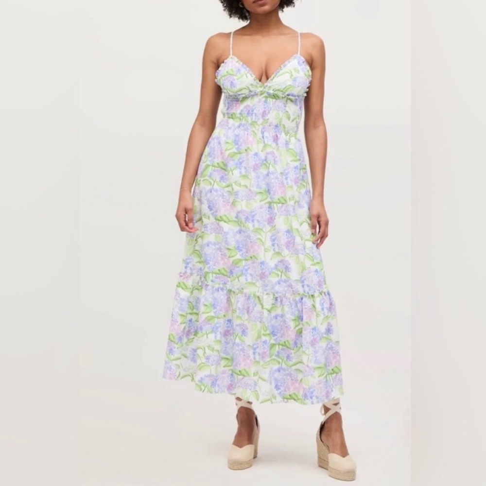 Hill House The Dottie Nap Dress - Blue Hydrangea size xl